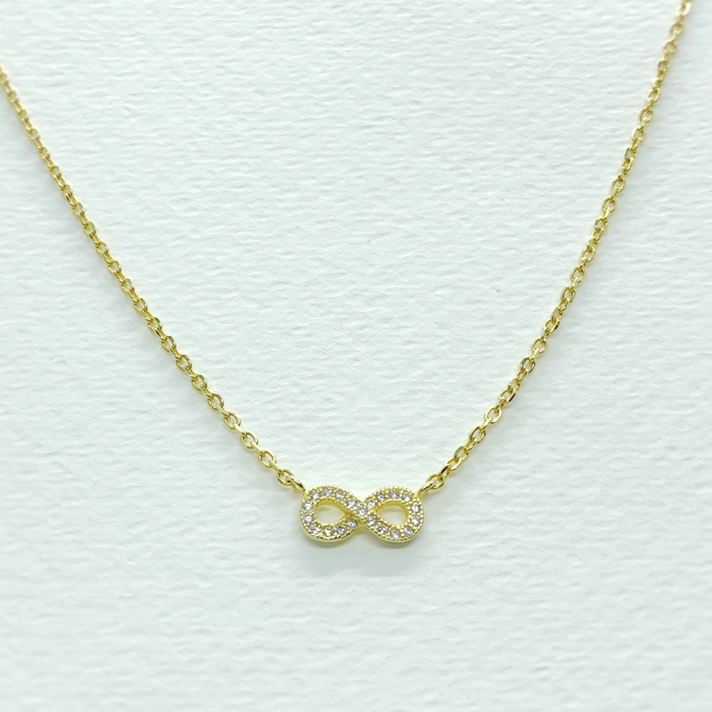 Gold plated 18 k zircon infinite necklace